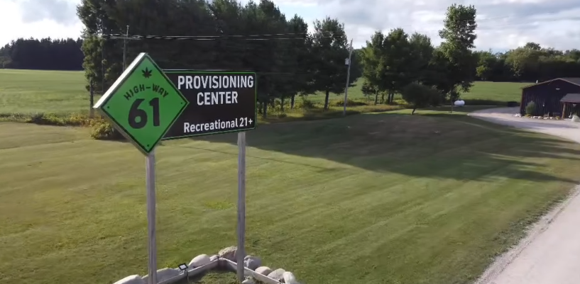 The Highway 61 provisioning center sign on the Standish building.